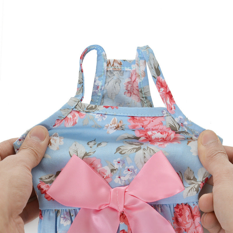 KFX-8456765 Charming Princess Summer Dress for Pets in Various Floral and Polka Dot Designs