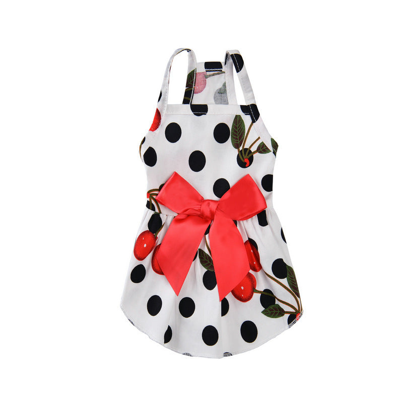 KFX-8456765 Charming Princess Summer Dress for Pets in Various Floral and Polka Dot Designs