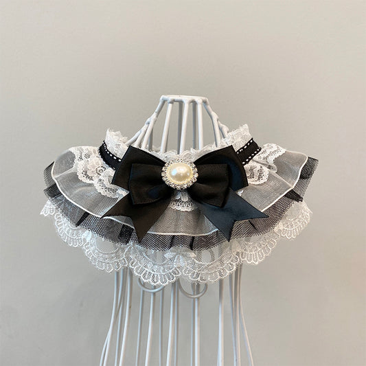 KFX-8476989 Lace Pet Scarf Bib for Cats - Black, Multiple Sizes Available (XS to XL)