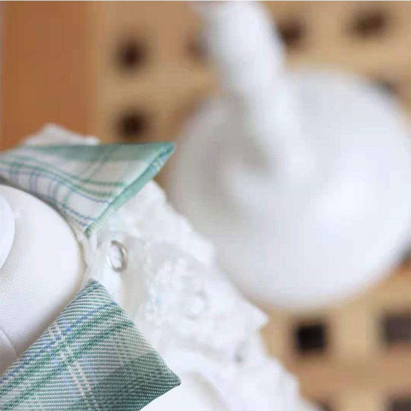 KFX-8489533 Mint Green Small Plaid Dress for Dogs - Faux Two-Piece Style, Size Options Available