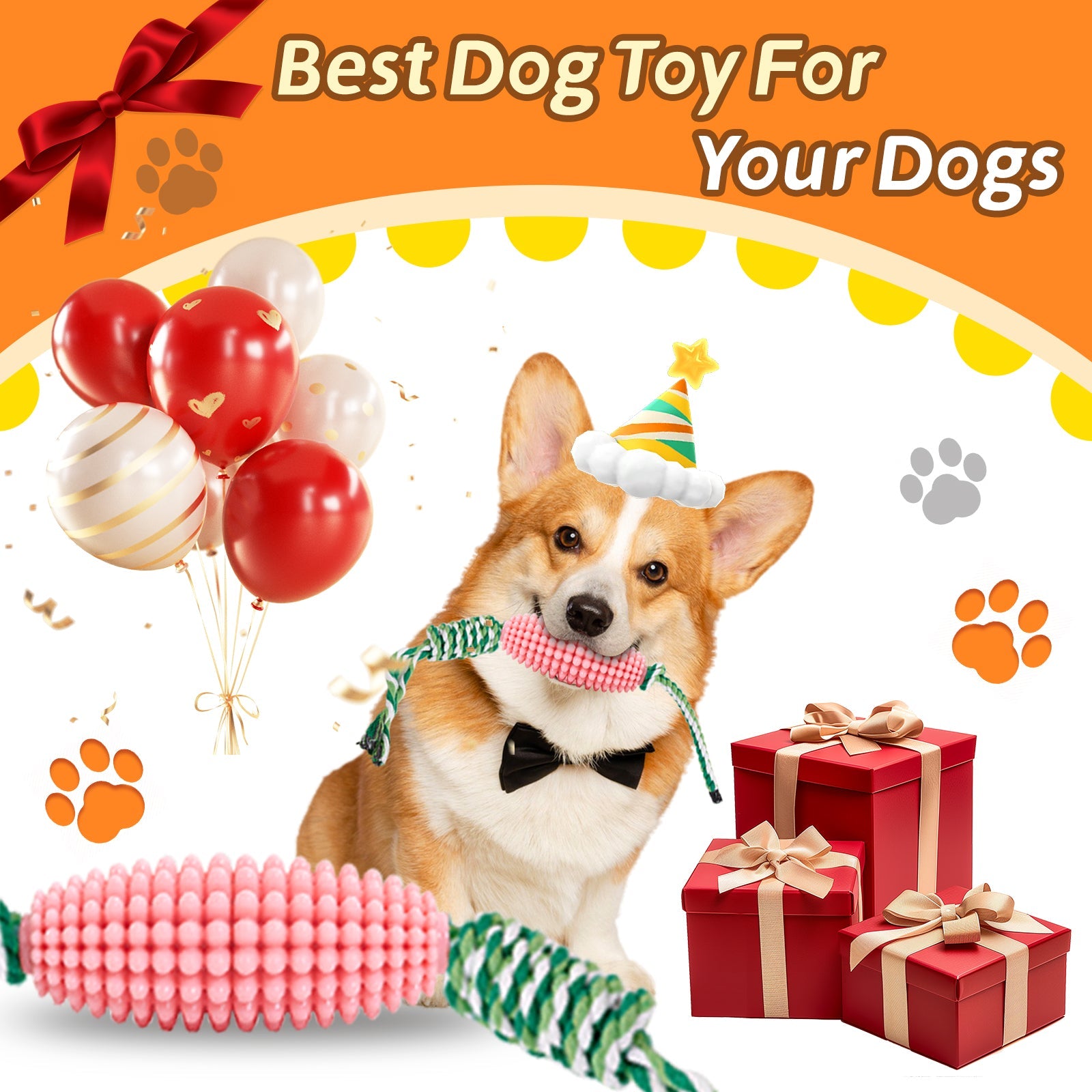 KFX-8510653 Interactive Zigzag Puppy Toothbrush Chew Toy for Dogs - Dental Cleaning & Anxiety Relief