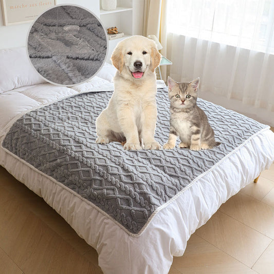 KFX-8521533 Thick Warm Waterproof Plush Blanket for Dogs and Cats - Soft Cozy Winter Throw, Machine Washable, Multiple Sizes Available