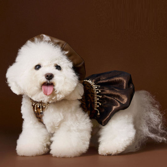 KFX-8522301 Autumn Leopard Print Dress for Dogs - Casual Polyester Skirt, Multiple Sizes Available