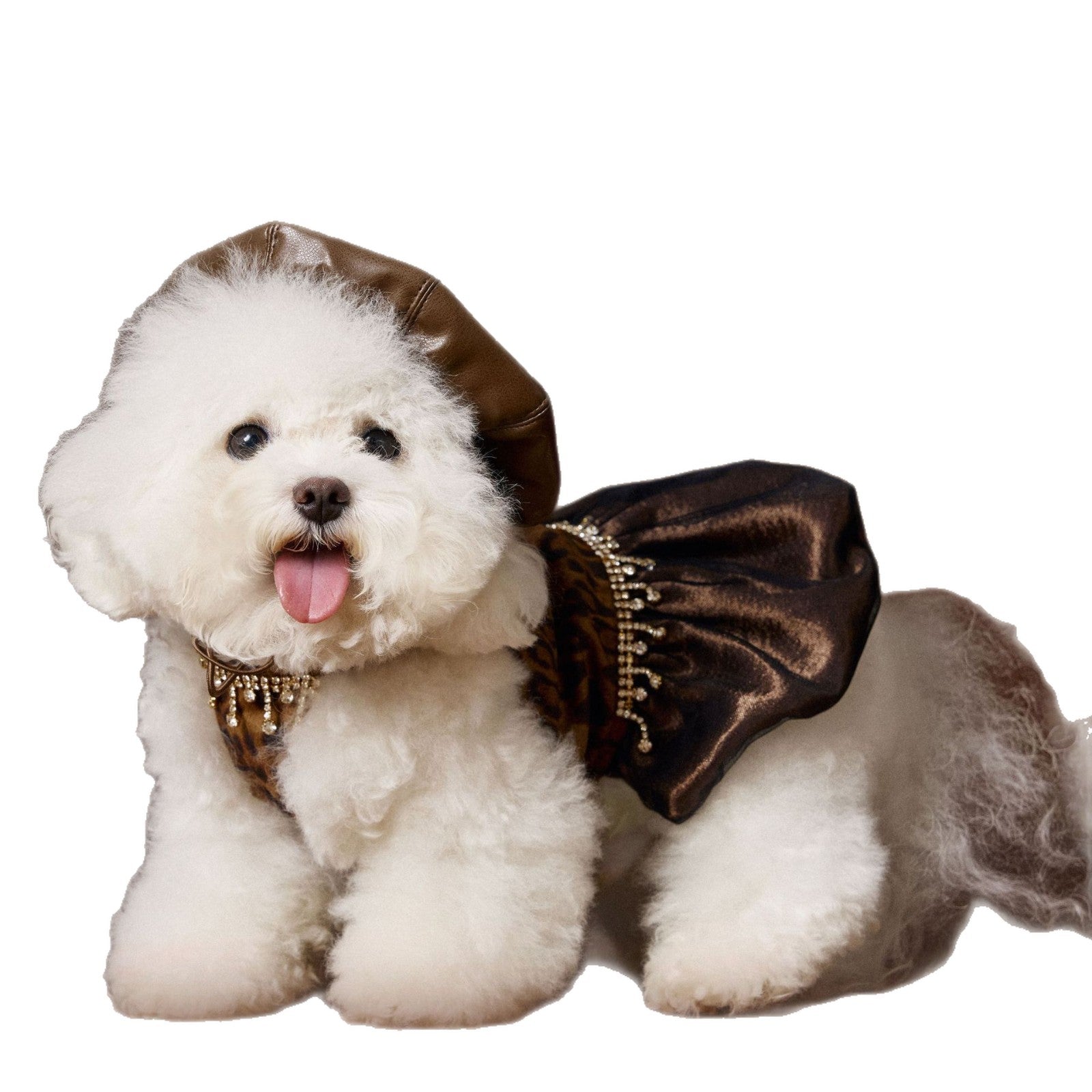 KFX-8522301 Autumn Leopard Print Dress for Dogs - Casual Polyester Skirt, Multiple Sizes Available