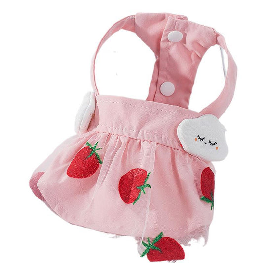 KFX-8555069 Sweet Strawberry Princess Dress for Dogs and Cats - Lightweight Woven Fabric, Various Sizes Available