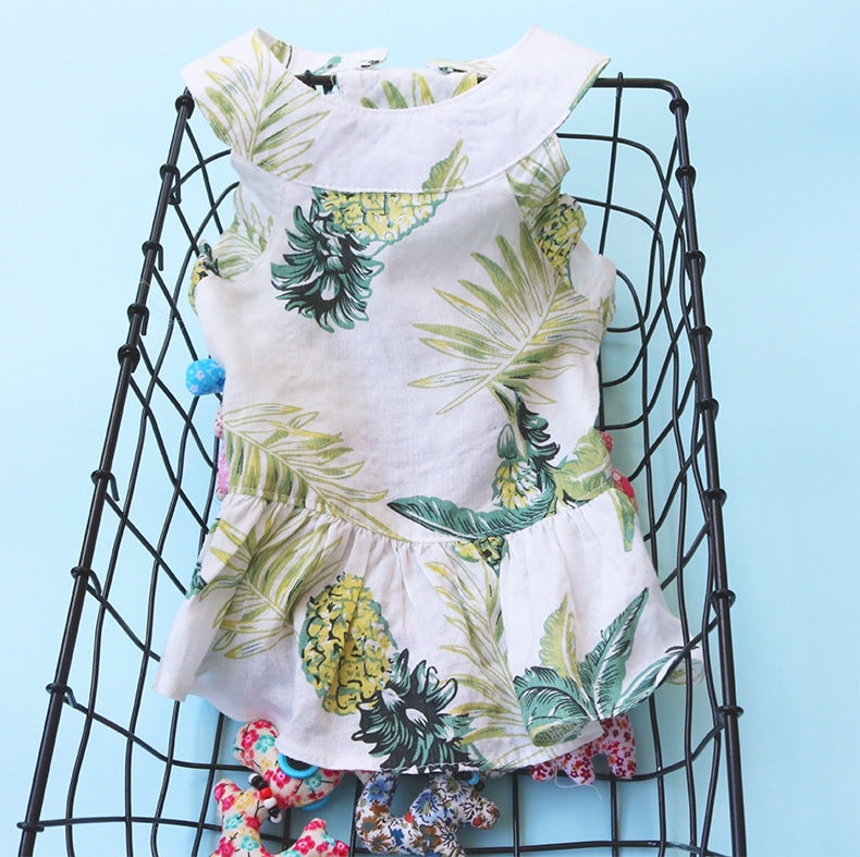 KFX-8587837 Cotton Princess Dress in White and Yellow - Hiromi Style Skirt with Sizes XS to XL