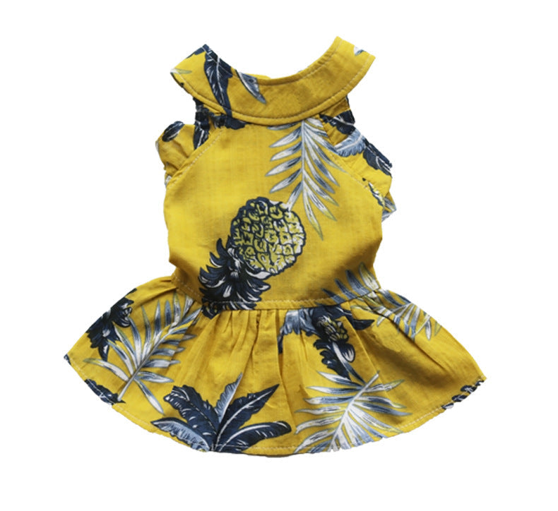 KFX-8587837 Cotton Princess Dress in White and Yellow - Hiromi Style Skirt with Sizes XS to XL