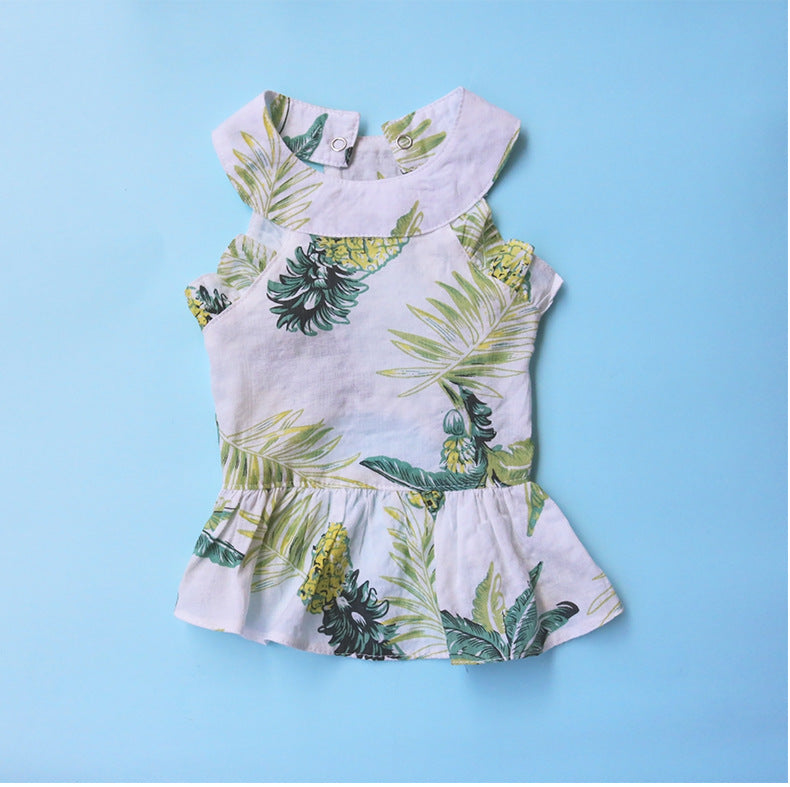 KFX-8587837 Cotton Princess Dress in White and Yellow - Hiromi Style Skirt with Sizes XS to XL