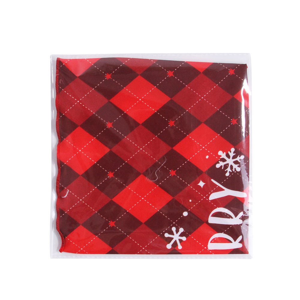 KFX-8640829 Festive Pet Triangular Scarf Towel in Snowman and Plaid Designs
