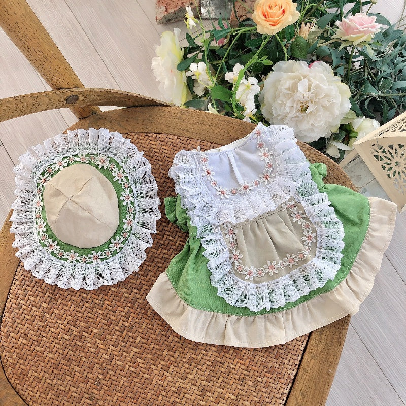 KFX-8653373 Lolita Style Dog and Cat Outfit with Matching Hat - Size Options Available