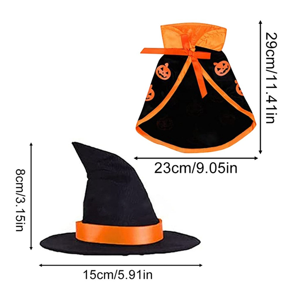 KFX-8672701 Pet Halloween Cape and Hat Set for Dogs and Cats - Cute Costume for Halloween Parties and Festive Dress-Up