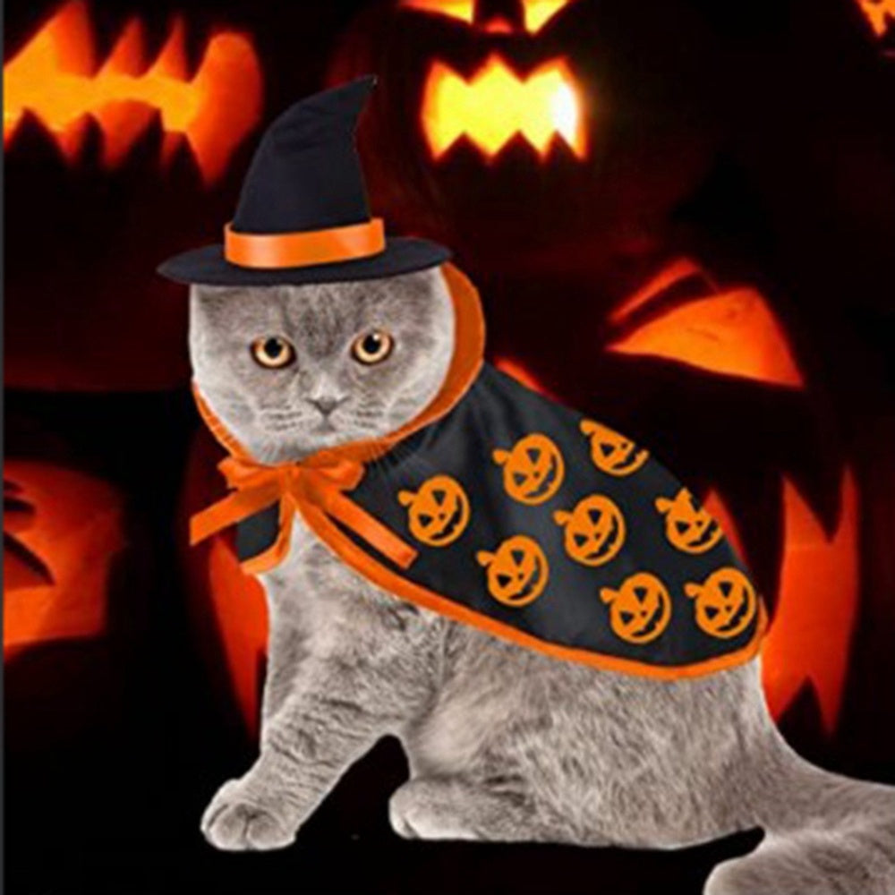 KFX-8672701 Pet Halloween Cape and Hat Set for Dogs and Cats - Cute Costume for Halloween Parties and Festive Dress-Up
