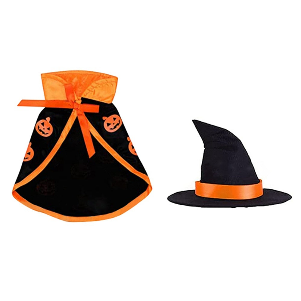 KFX-8672701 Pet Halloween Cape and Hat Set for Dogs and Cats - Cute Costume for Halloween Parties and Festive Dress-Up