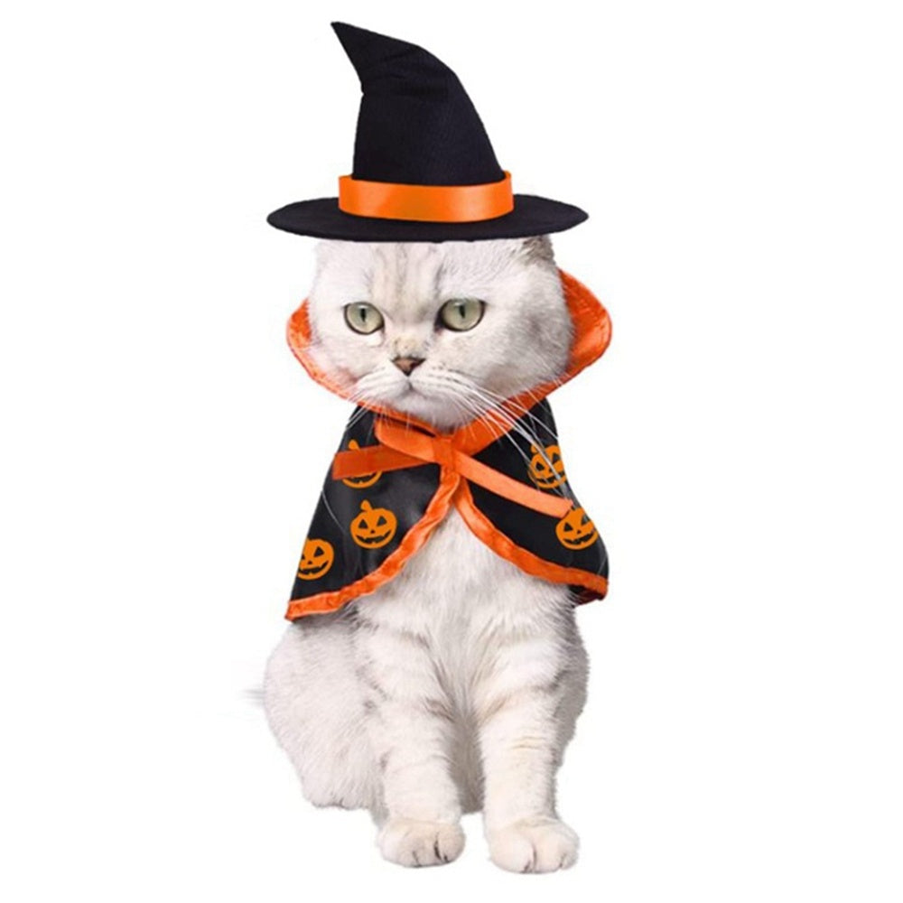 KFX-8672701 Pet Halloween Cape and Hat Set for Dogs and Cats - Cute Costume for Halloween Parties and Festive Dress-Up