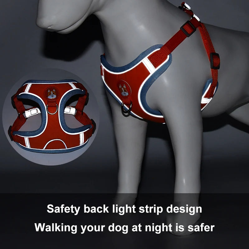 KFX-8674493 Adjustable No Pull Dog Harness and Leash Set for Small Dogs and Puppies with Reflective Strips