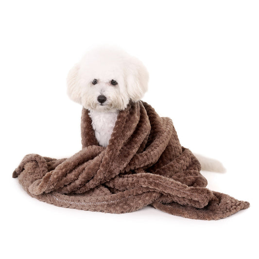 KFX-8685373 Cozy Pure Cotton Flannel Pet Blanket in Brown, Green, and Beige - 70x100 cm