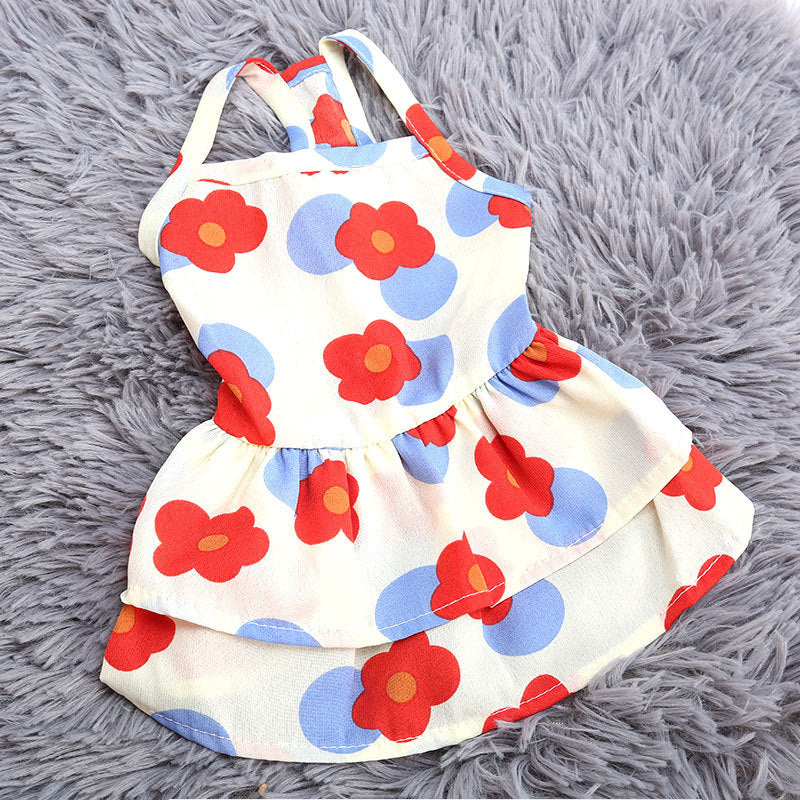 KFX-8718909 Breathable Polyester Skirt for Small Dogs and Cats - Floral and Heart Prints Available