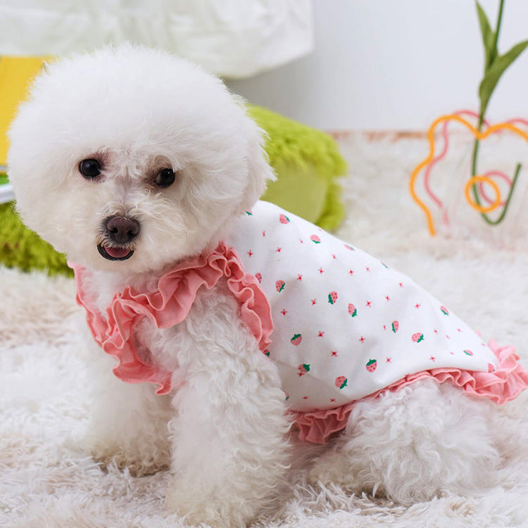 KFX-8718909 Breathable Polyester Skirt for Small Dogs and Cats - Floral and Heart Prints Available