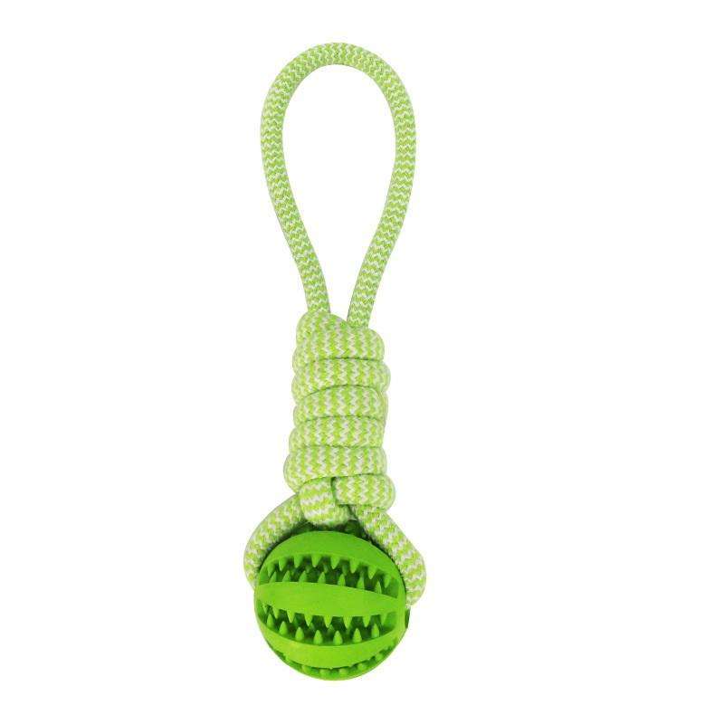 KFX-8772797 Durable Interactive Dog Toy with Treat Ball and Cotton Rope for Chewing and Dental Health