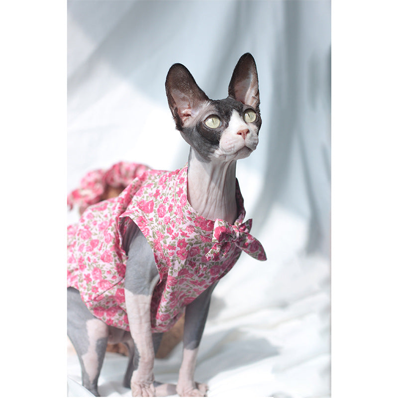 KFX-8817213 Summer Floral Cotton Dress for Sphinx Cats - Lightweight & Stylish