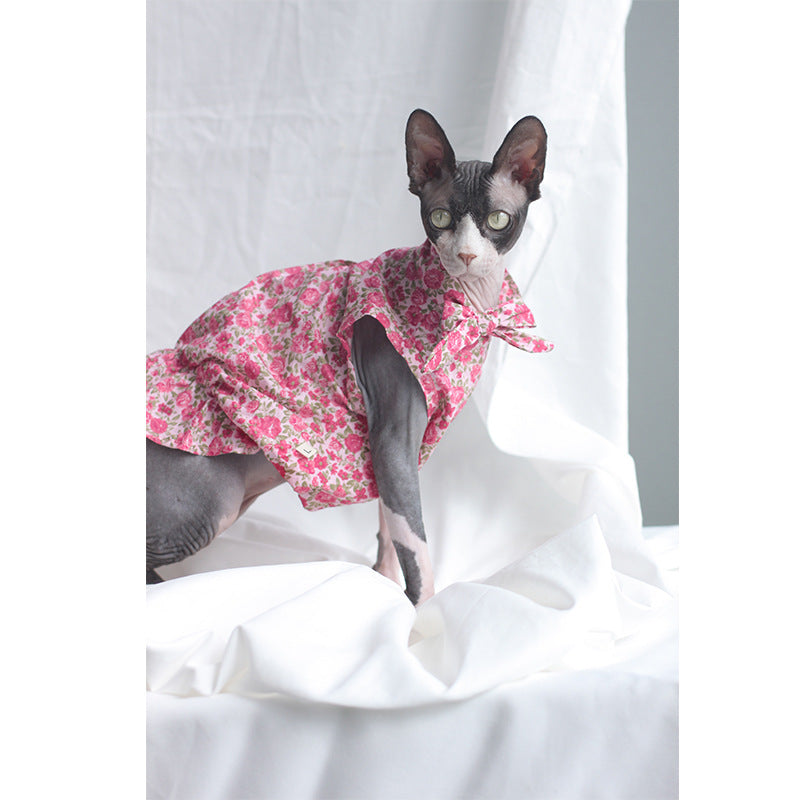 KFX-8817213 Summer Floral Cotton Dress for Sphinx Cats - Lightweight & Stylish