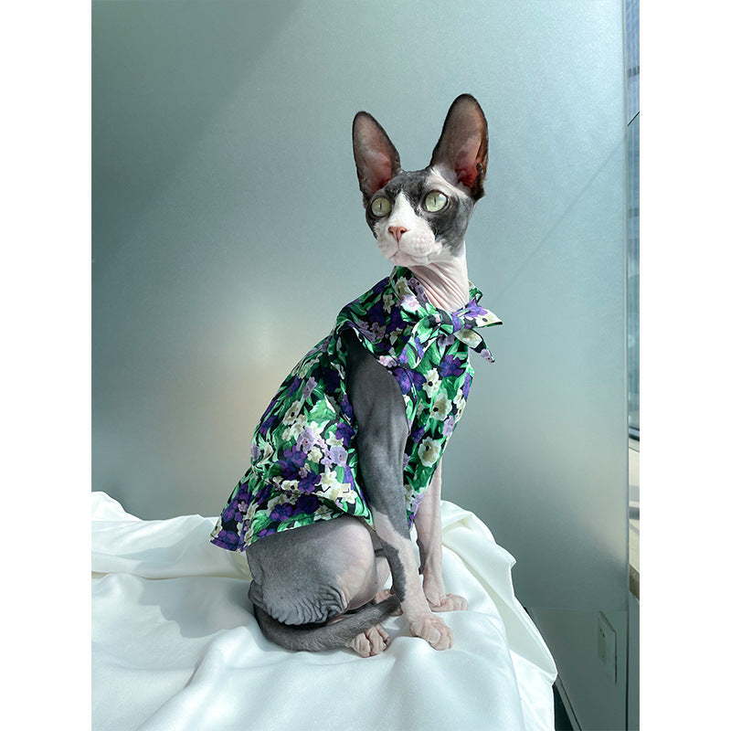 KFX-8817213 Summer Floral Cotton Dress for Sphinx Cats - Lightweight & Stylish