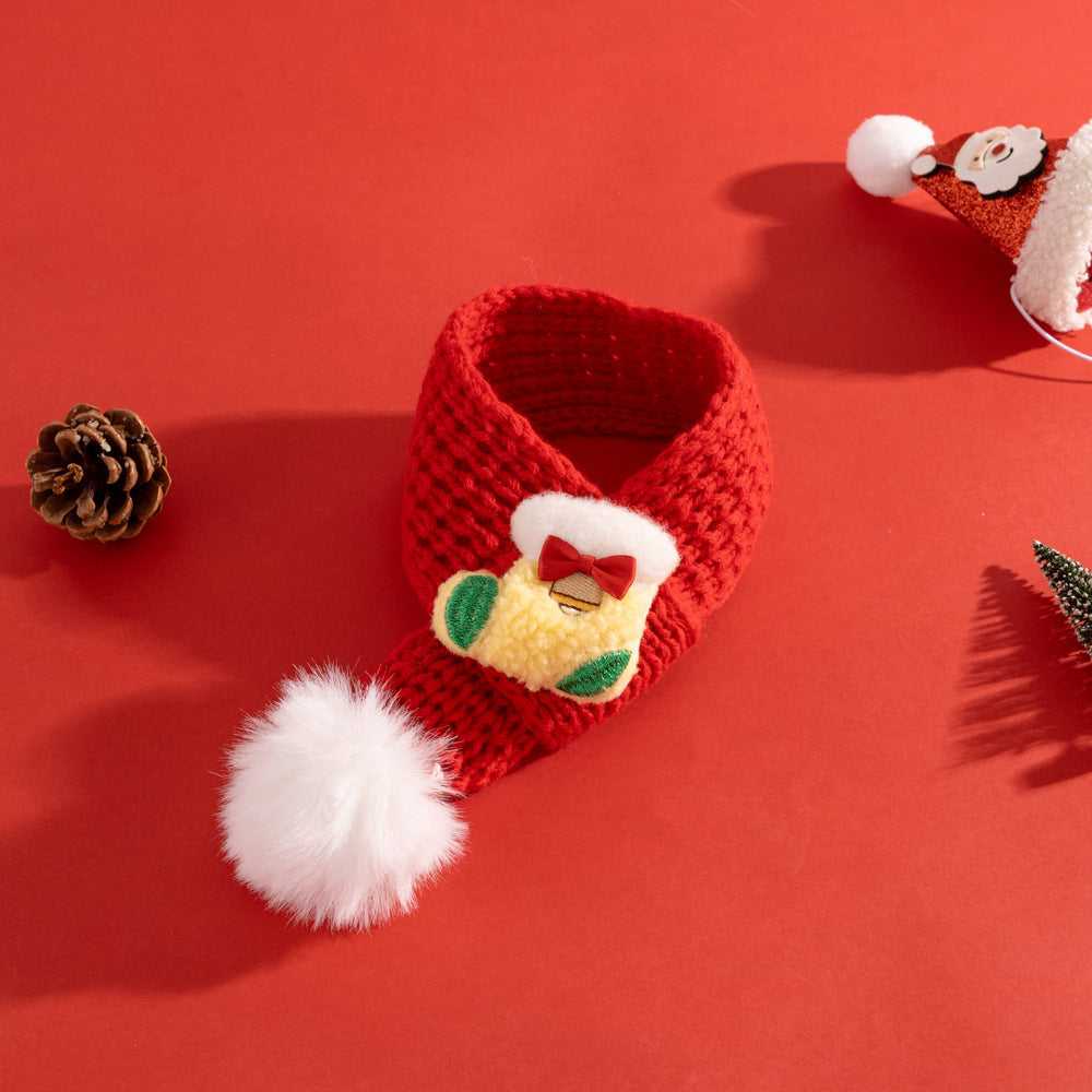 KFX-8837437 Christmas-Themed Cat Scarf with Stripe Patterns - Various Holiday Designs Available