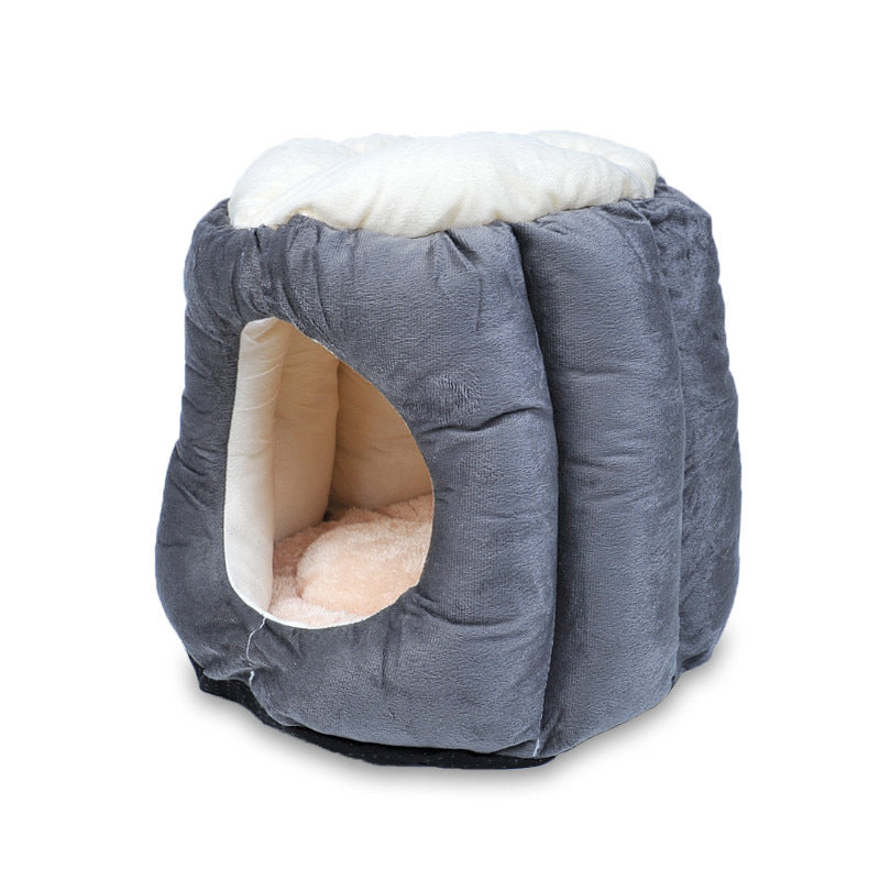 KFX-8841661 Cotton Semi-Enclosed Cat Tent Nest for Cozy Pet Comfort - Size S & L Available