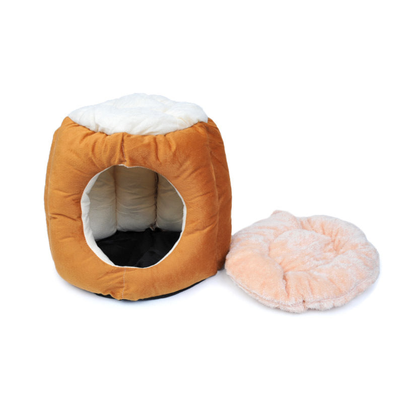KFX-8841661 Cotton Semi-Enclosed Cat Tent Nest for Cozy Pet Comfort - Size S & L Available