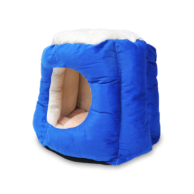 KFX-8841661 Cotton Semi-Enclosed Cat Tent Nest for Cozy Pet Comfort - Size S & L Available