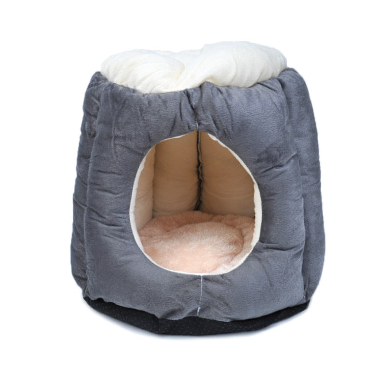 KFX-8841661 Cotton Semi-Enclosed Cat Tent Nest for Cozy Pet Comfort - Size S & L Available