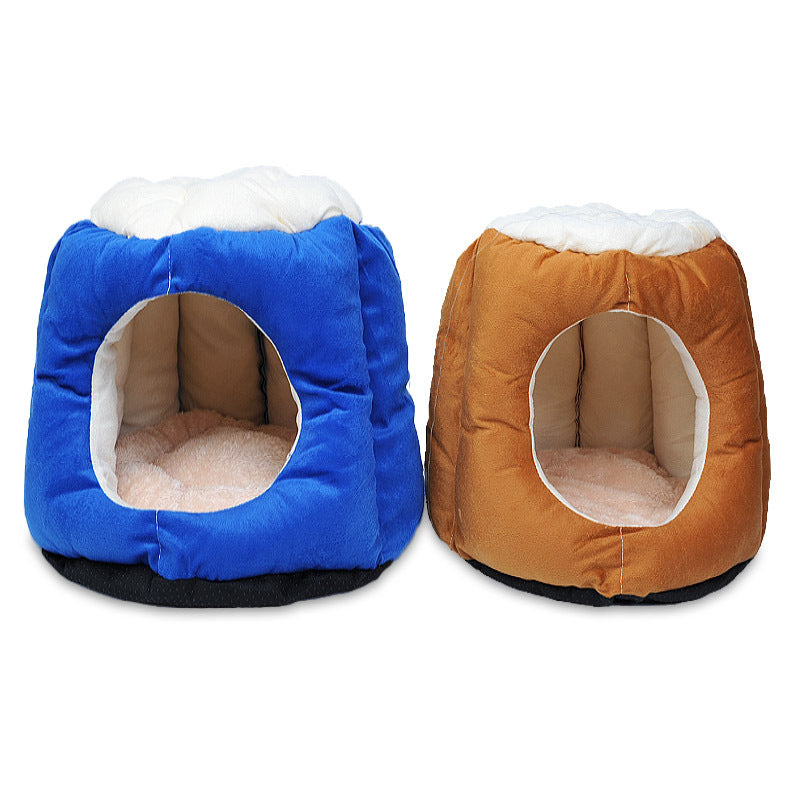 KFX-8841661 Cotton Semi-Enclosed Cat Tent Nest for Cozy Pet Comfort - Size S & L Available