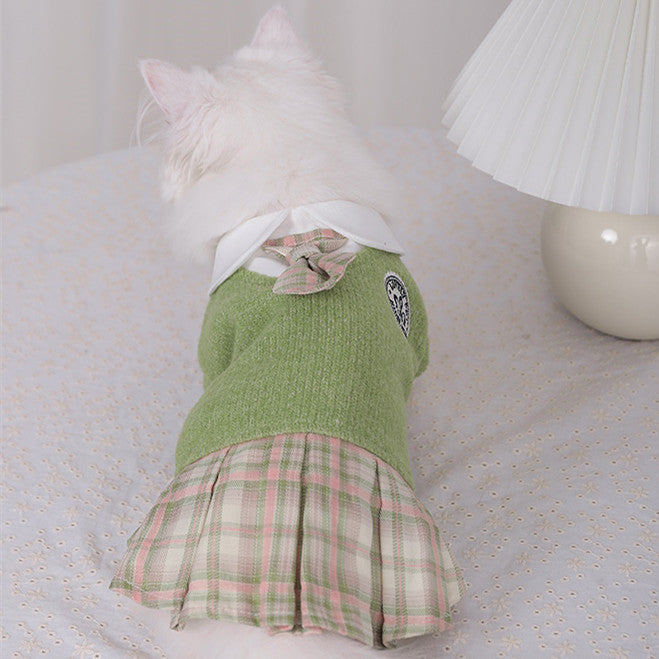 KFX-8849981 Charming Princess Style Dress for Female Pets - Available in Pink and Green