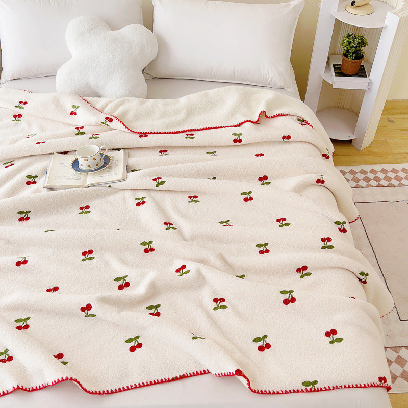 KFX-8947517 Multifunctional Lambswool Shawl Blanket in Solid Colors and Floral Patterns