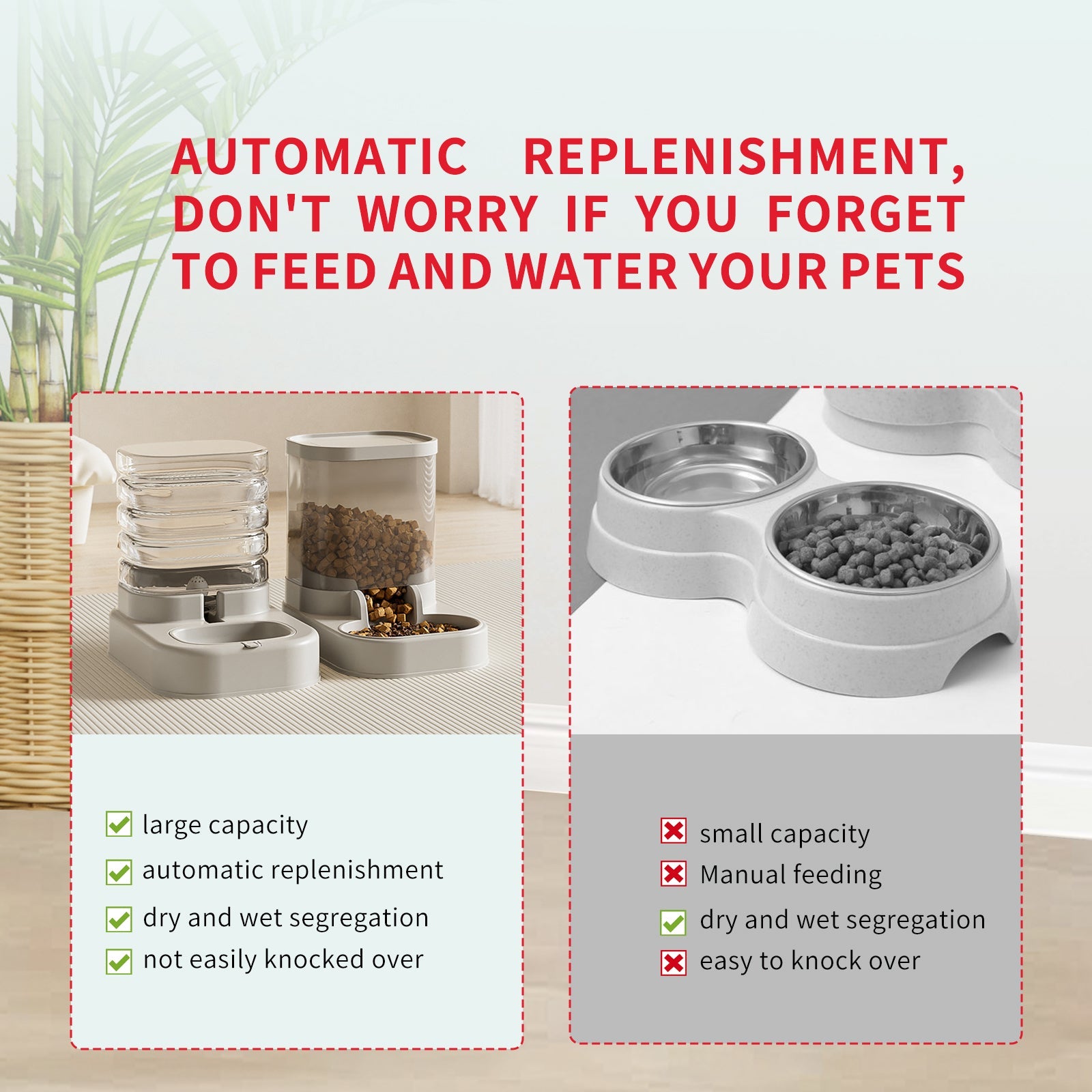 KFX-9077821 Large Capacity Automatic Pet Food and Water Dispenser for Outdoor Use