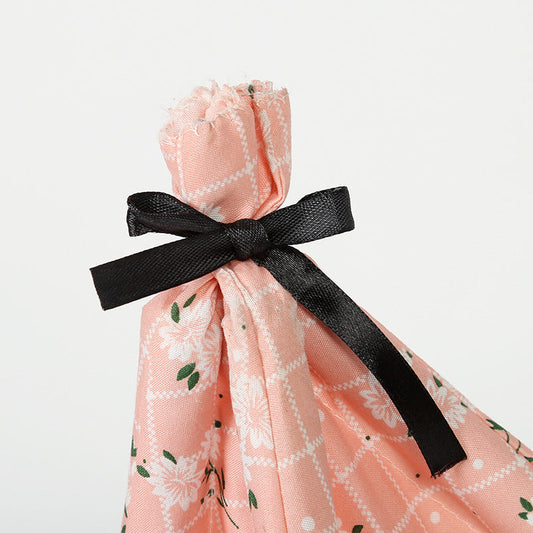 KFX-9103805 Portable Folding Doghouse in Grey, Dark Apricot, and Light Pink - Flower Cloth, 34x34x40cm