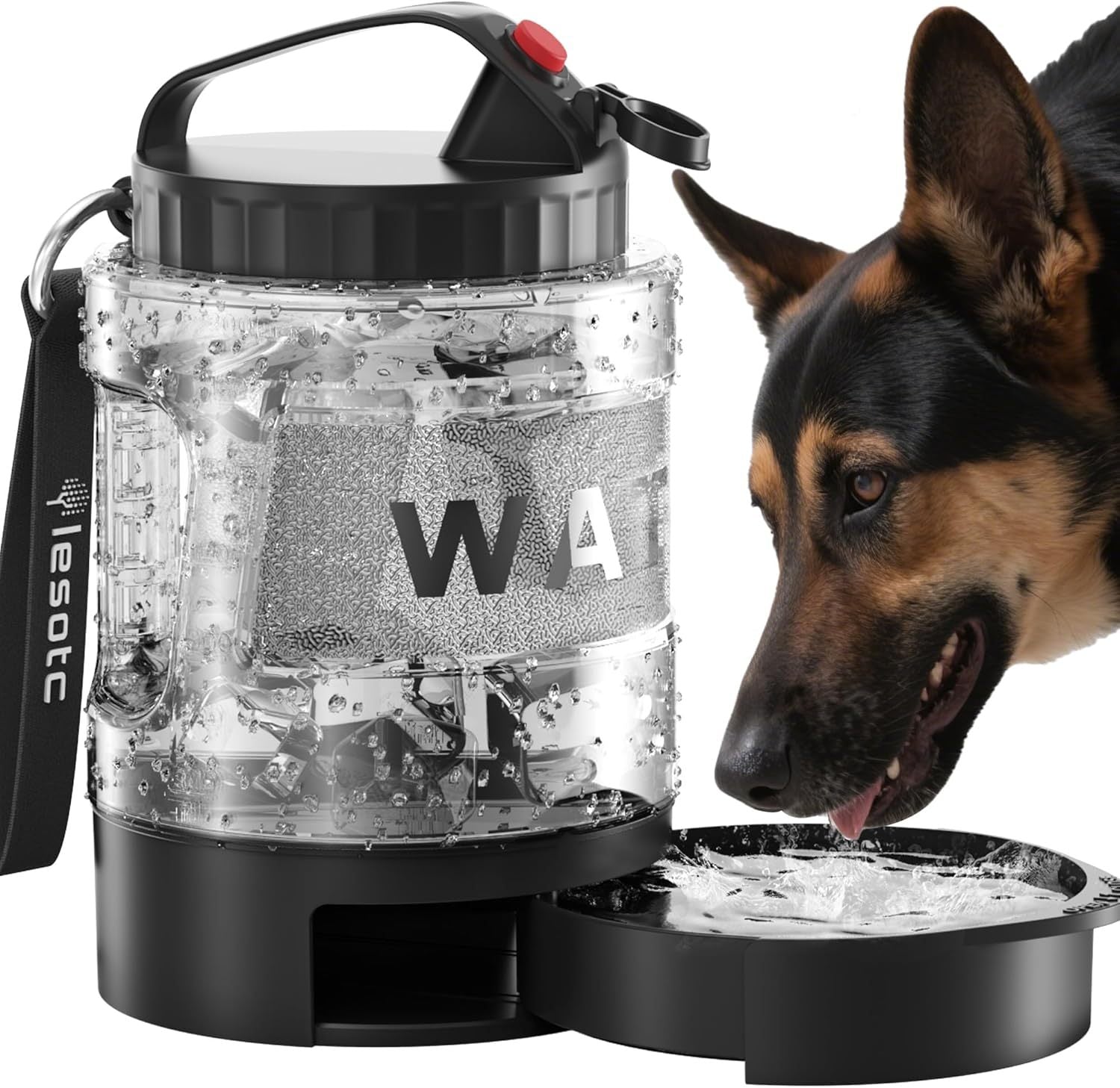 KFX-9110589 Portable Dog Water Bottle with Pull-out Bowl – Ideal for Outdoor Activities, Road Trips, and Parks