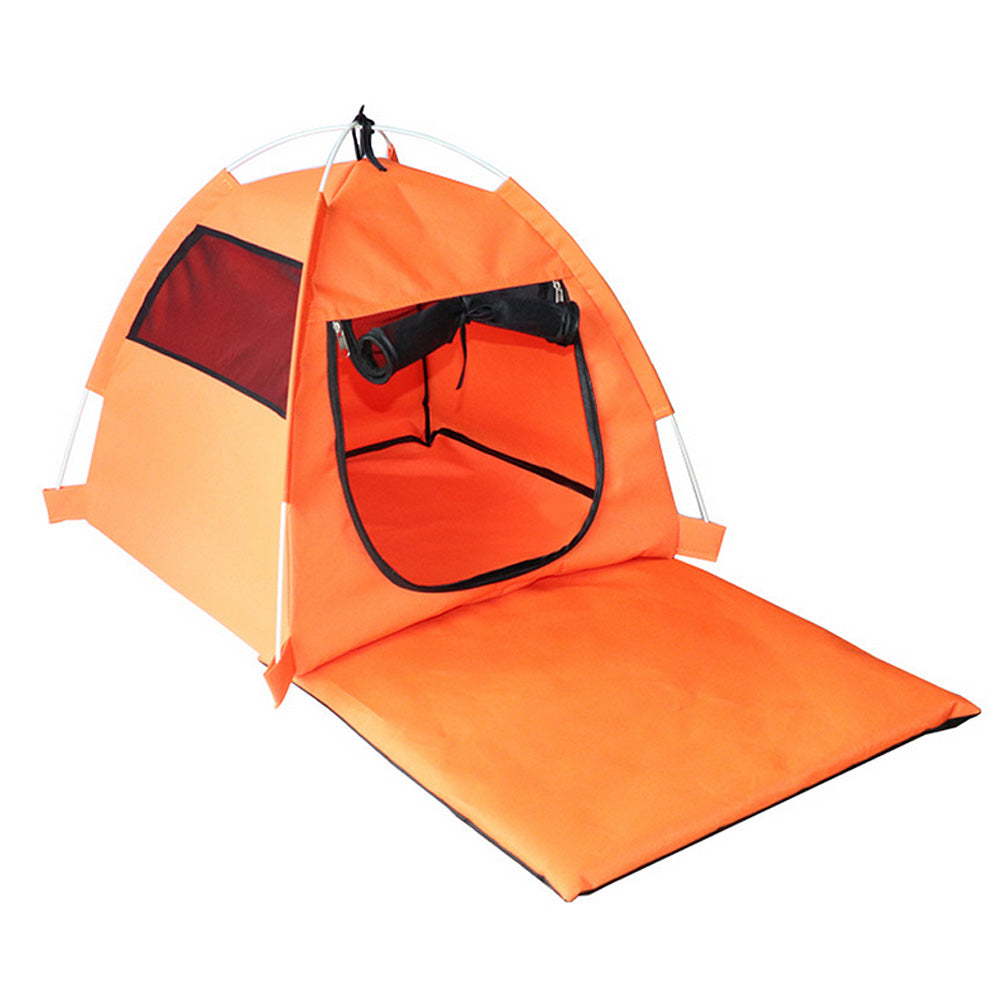 KFX-9136573 Foldable Anti-Mosquito Pet Tent for Dogs and Cats - Comfortable Oxford and Flannel Material, Orange Blue