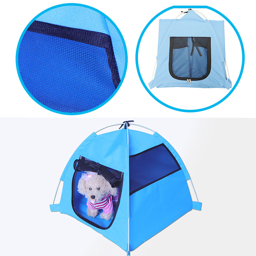 KFX-9136573 Foldable Anti-Mosquito Pet Tent for Dogs and Cats - Comfortable Oxford and Flannel Material, Orange Blue