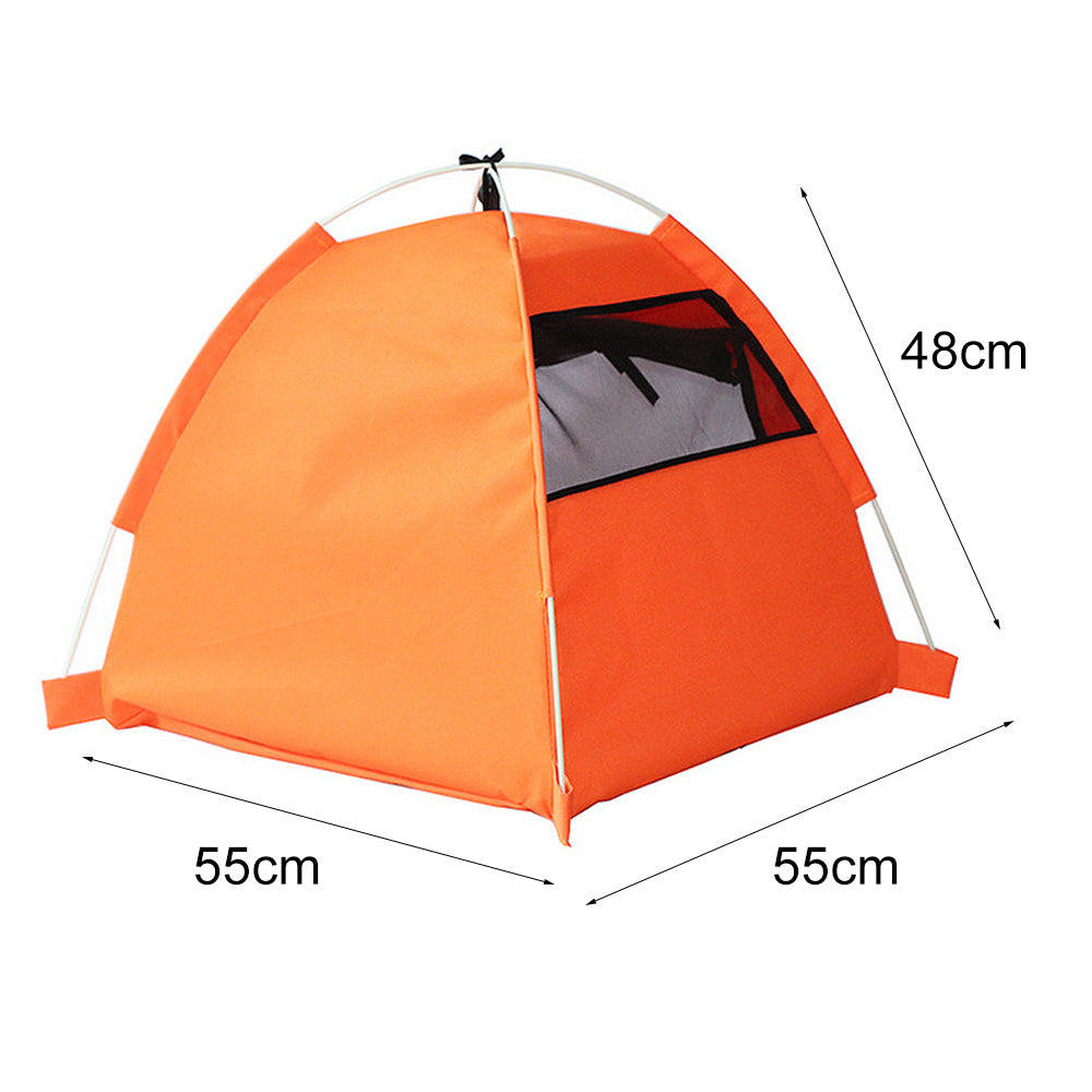 KFX-9136573 Foldable Anti-Mosquito Pet Tent for Dogs and Cats - Comfortable Oxford and Flannel Material, Orange Blue