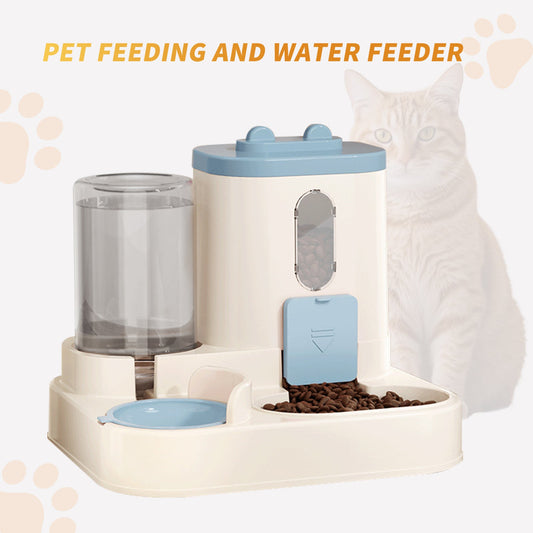 KFX-9241661 Automatic 2-in-1 Cat Food and Water Dispenser for Convenient Feeding