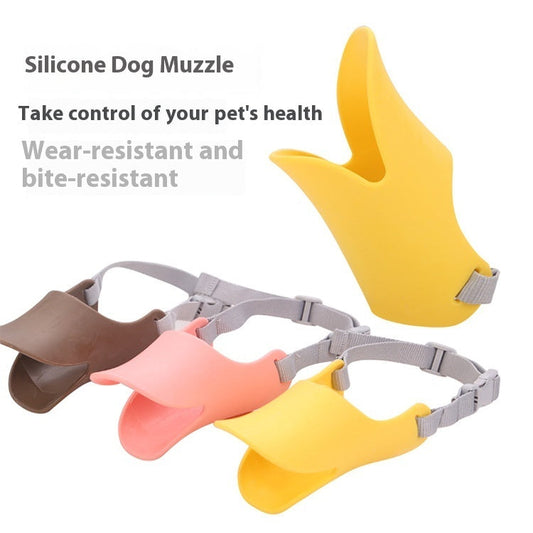 KFX-9271869 Silicone Duckbilled Dog Mask Sleeve - Anti-Bite and Anti-Drink, Available in Bright Yellow, Pink, Brown