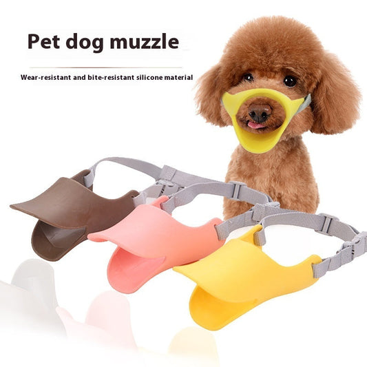 KFX-9271869 Silicone Duckbilled Dog Mask Sleeve - Anti-Bite and Anti-Drink, Available in Bright Yellow, Pink, Brown
