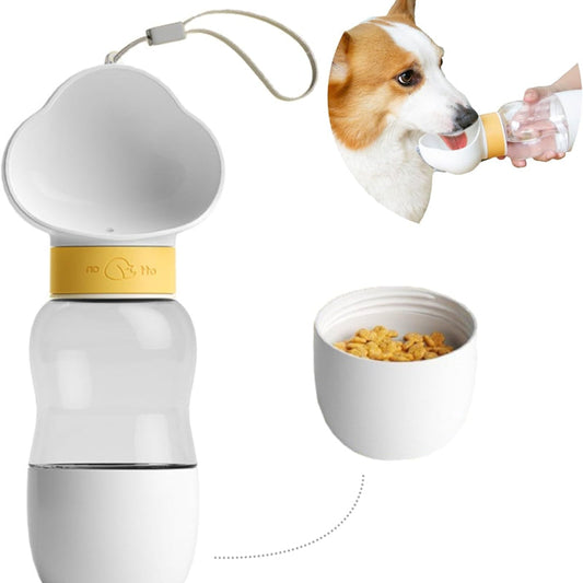 KFX-9274429 Portable Dog Water Bottle with Food Container for Outdoor Walks and Feeding
