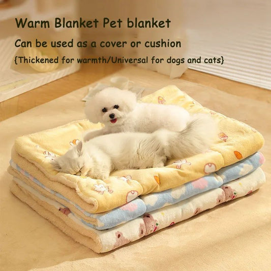 KFX-9275197 Soft Warm Pet Quilt Blanket for Dogs and Cats - Flannel and Lamb's Wool, Multi-Size Options Available