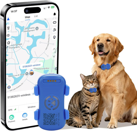 KFX-9304637 Real-Time Pet GPS Tracker with Geofence, Activity Monitoring, Waterproof Design, and Sound & Light Alerts