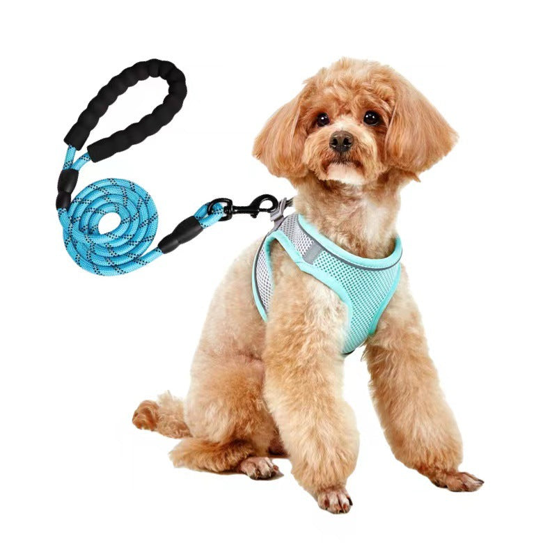 KFX-9527613 Breathable Polyester Dog Leash with Chest Strap for Small Breeds