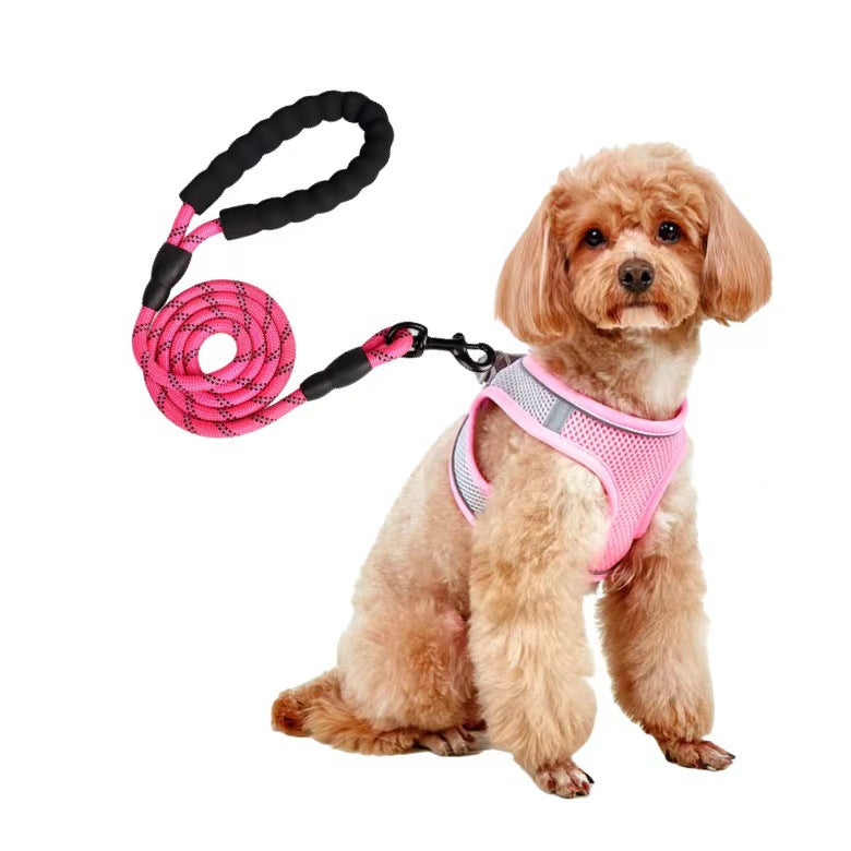 KFX-9527613 Breathable Polyester Dog Leash with Chest Strap for Small Breeds