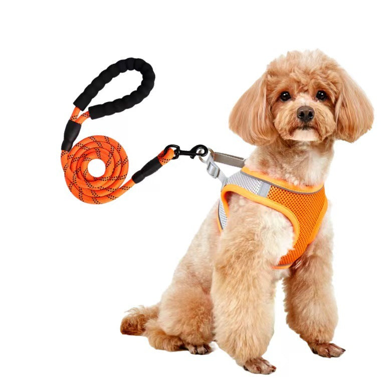 KFX-9527613 Breathable Polyester Dog Leash with Chest Strap for Small Breeds