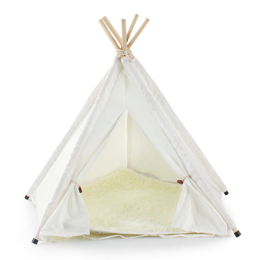 KFX-9628093 Detachable and Washable Canvas White Pet Tent with Plush Pad and Accessories